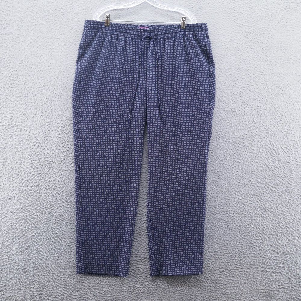 Talbots Womens Pull On‎ Straight Leg Pants 1X Blue Floral Oprah Lightweight